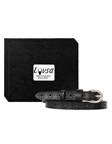 Luvsa LS2022E Women’s Genuine Leather Belt with Unique Star Design with Box
