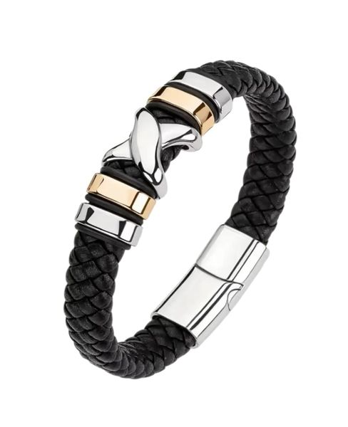 Men's PU Leather Braided Bracelet with Buckle