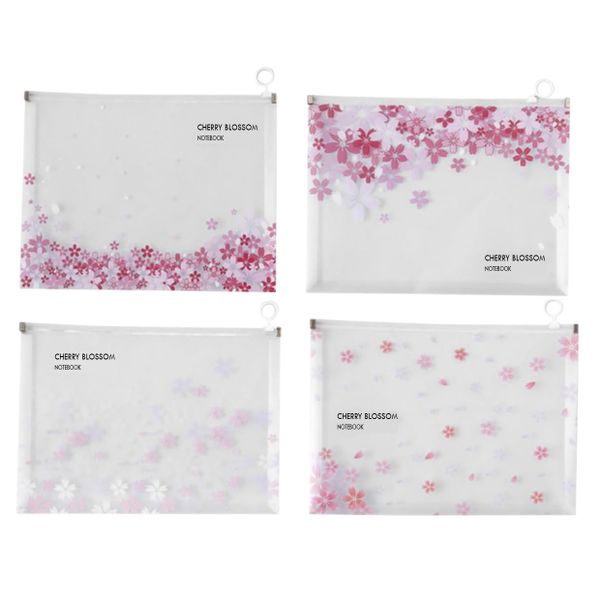 4-Piece A4 Waterproof Cherry Blossom File Storage Bags