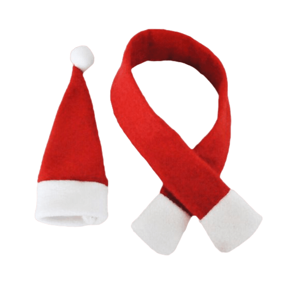 2pc Christmas Decorative Wine Bottle Cover Set, Hat &amp; Scarf
