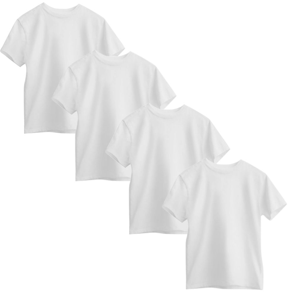 Fashion Adult Basic Plain White Cotton T-Shirts Set Of 4 | Shop Today ...