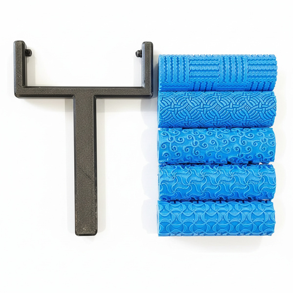Texture Roller Set with Handle - 5 Rollers, 10cm