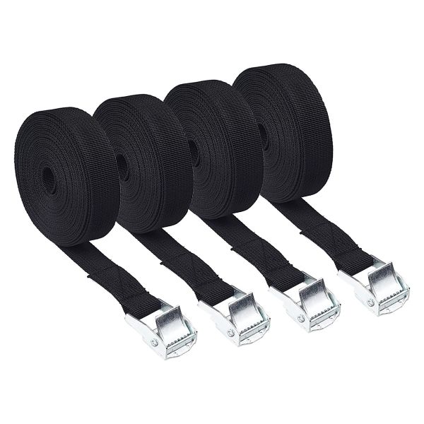 Adjustable Zinc Alloy Press Buckle Luggage Shelf Straps 5m - Black (Pack of 4)