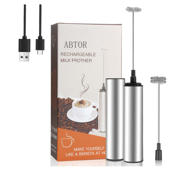 Electric Blender With Lid, Milk Frother, 2 Adjustable Speeds