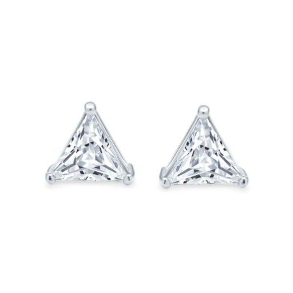 Broadway Jewellers-925 Sterling Silver-Cubic Z Claw Stud Earrings-Triangle