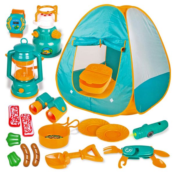 19PCS Kids Camping Toy Set PopUp Play Tent Outdoor&amp;Indoor Pretend Play Gift