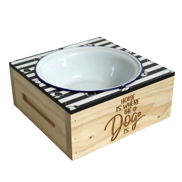 Launch Republic Dog Feeder/Drinker Engraved Home is where the dog is