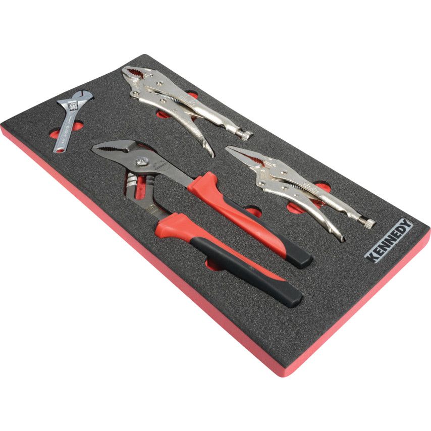 4 Piece Plier Grip Set in Tool Control 1/3 Width Foam Inlay Shop