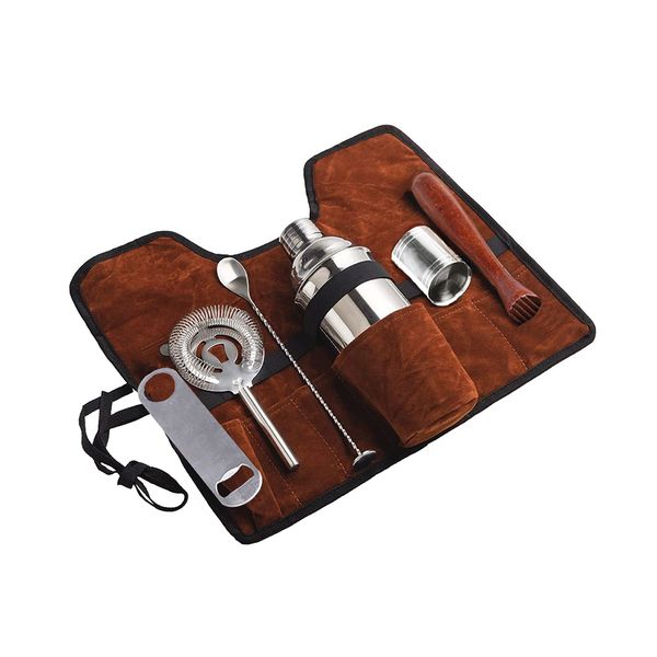 Portable Cocktail Making Tools Bartender Kit Cocktail Shaker Set of 7