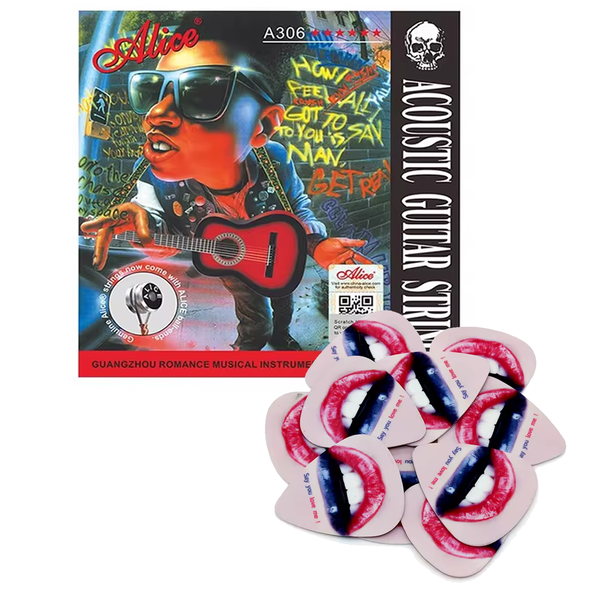 Guitar String Set + 6 Precision Picks - Perfect Combo for Every Guitarist