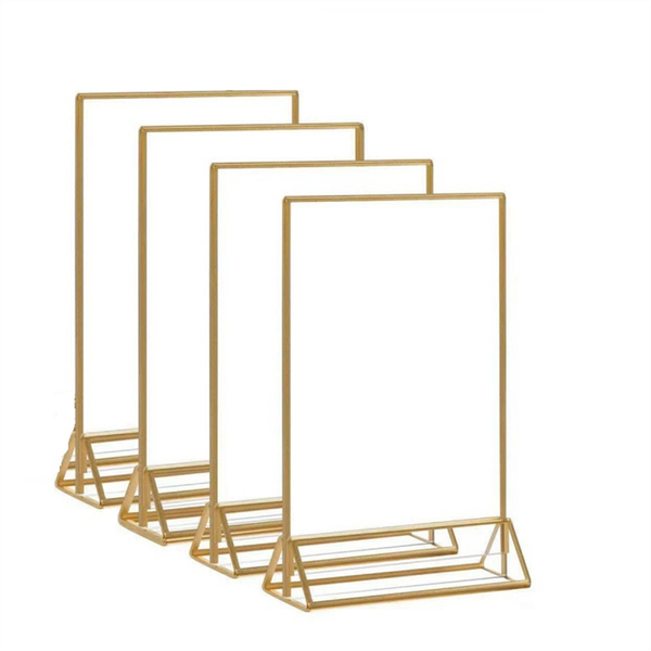 Sign Holder Gold Picture Frame Double Sided Clear Display Stand