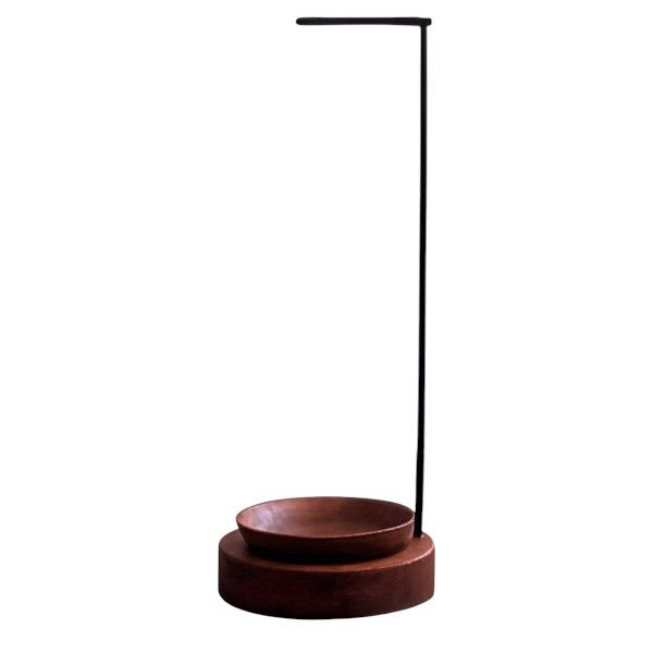 Elegant Wooden and Metal Incense Holder Stand - Black