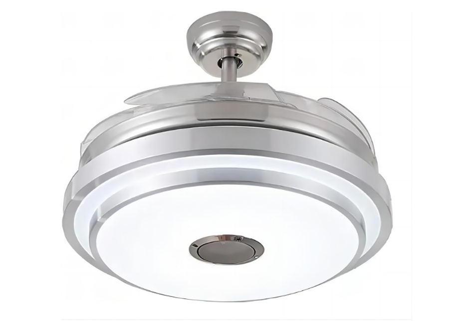 Drlight Silver Ceiling Fan With Dimmable Light and Bluetooth Speaker CF8003