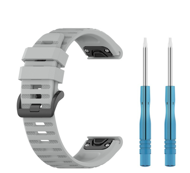 Compatible with Garmin Fenix 6 Grey Silicone Replacement Strap 22mm