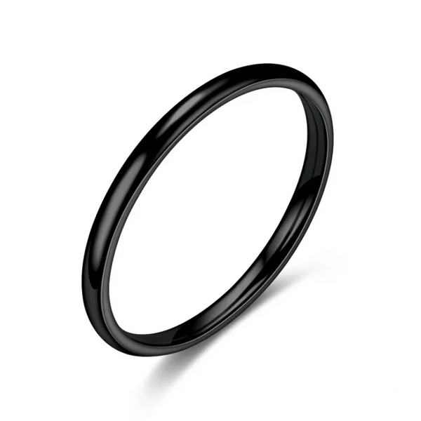 Ring Niche Stainless Steel Glossy Couple Ring - Black