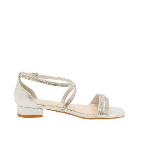 Quiz silver diamante flat on sale sandals