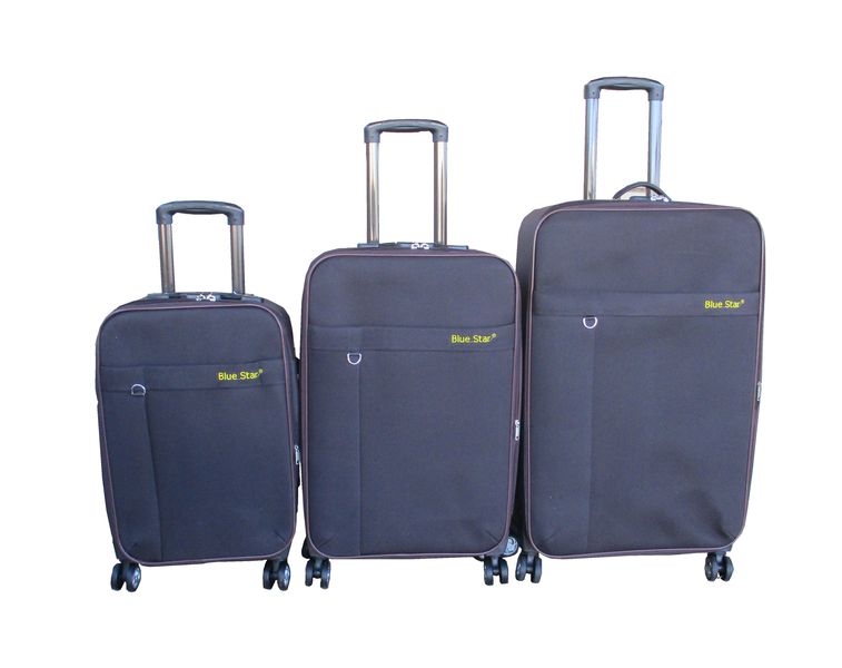 Blue Star 3-Piece Soft-Sided Luggage Set - Spinner Wheels, Brown Fabric