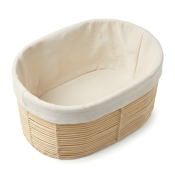 Medium Woven Rattan Basket with Removable Cotton Cloth Liner