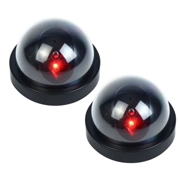 2 Pieces Dummy Security Camera Red LED Flashing