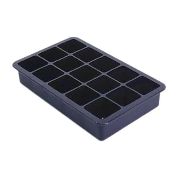 16-Grid Silicone Ice Cube Tray with Lid - Black