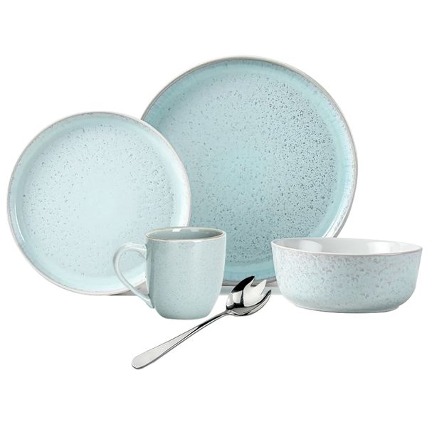 17 Piece Set - Cool Island vibes Mediterranean Stoneware Dinnerware Set