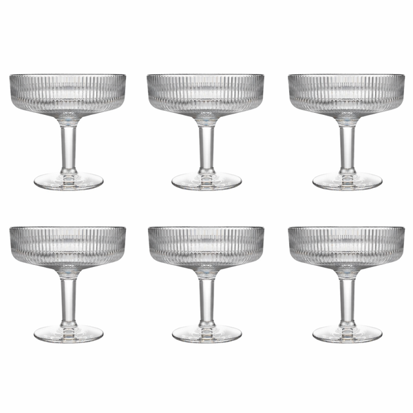 Clear Glass Dessert Coupe Bowls 6 Pack Ribbed Ice Cream Sundae Cups