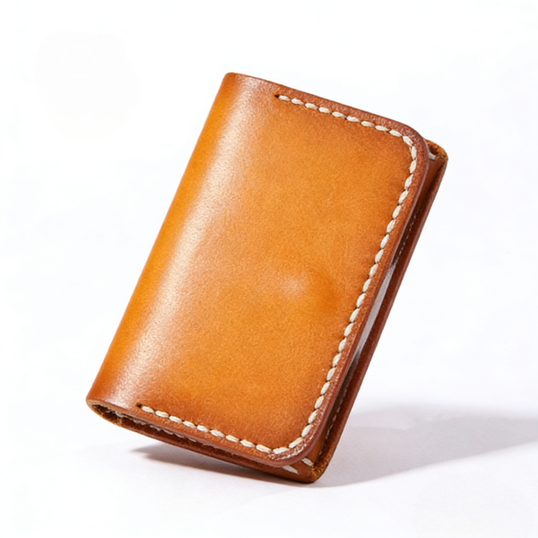 Handmade Stitched Vegetable Tanned Leather Card Holder &amp; Coin Purse