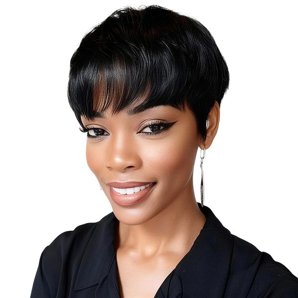 Brseilienne Glueless Straight Pixie Cut Wig-Wear &amp; Go Brazilian Hair