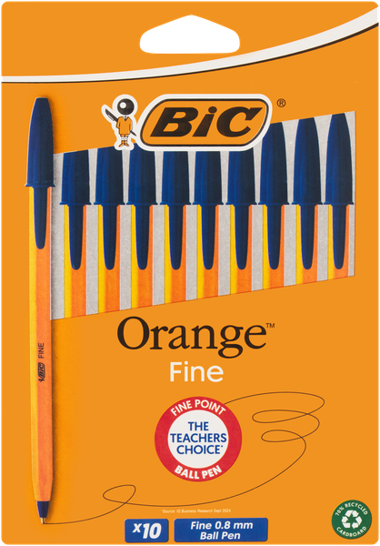 BIC Orange Fine Ballpoint Pens - Blue (Blister of 10) - Fine point 0.8mm