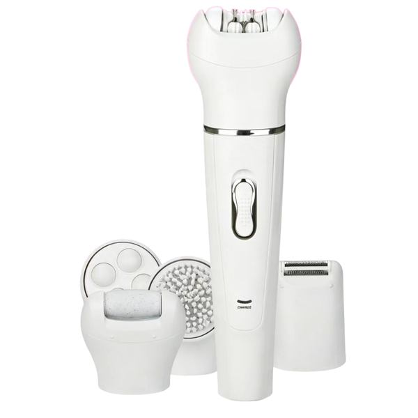 5-in-1 Women's Grooming Kit, Rechargeable Epilator, Shaver, Exfoliator