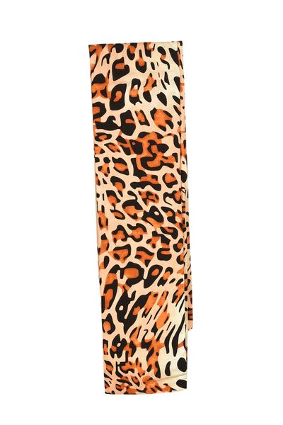 Light Orange Cotton Cheetah Print Scarf for Modest Everyday Wear