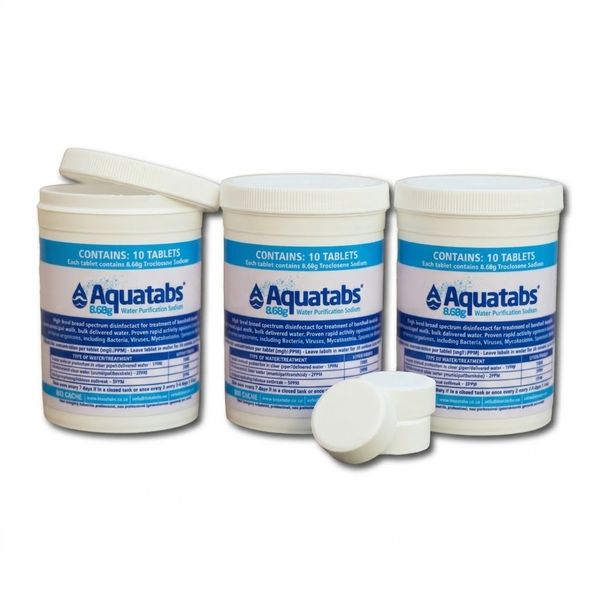 Aquatabs 8.68g Water Disinfecting Tablets 3-Pack Value Bundle (30 Tablets)