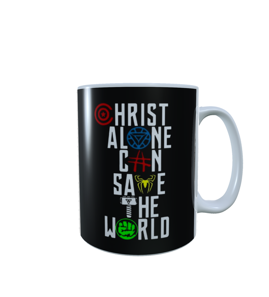 Christian - Christ Alone Can Save - Superhero Avengers Logos - Coffee Mug