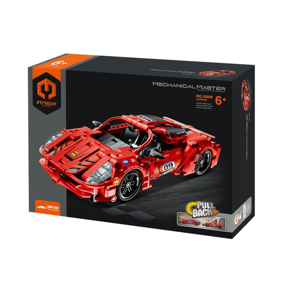 Pull-back Supercar Construction Set - Red - 437 pieces, by iM.Master