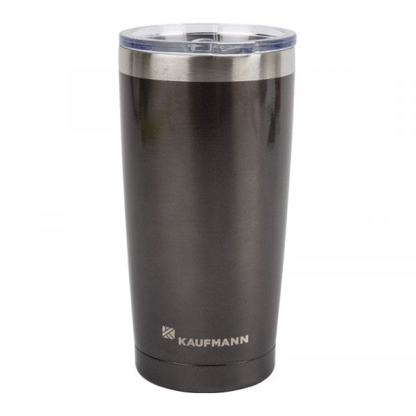 Bulk Pack 4 x Kaufmann Tumbler Dbl Wall With Lid Gry 500ml