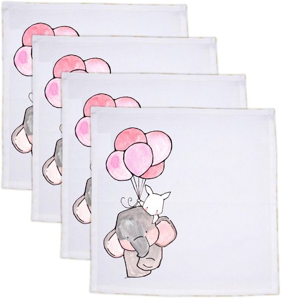 Pappa Joe - Printed Cloth Serviettes - Napkins - Pastel Balloon Friends