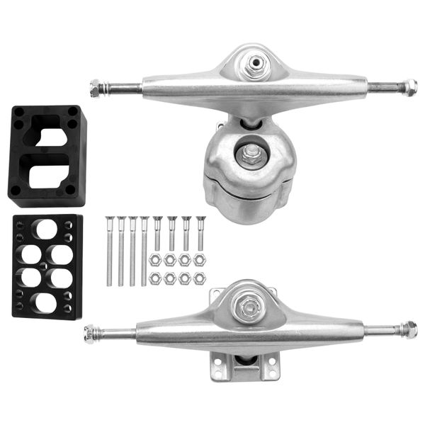 Meraki Skateboard Trucks for YOW S6 Red Spring Bridge ,Silver Gasket Set