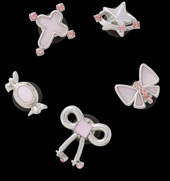 Crocs Jibbitz Silver and Pink 5 Pack