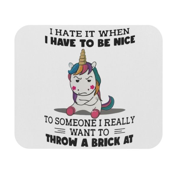 Unicorn throw a Brick Mouse Pad