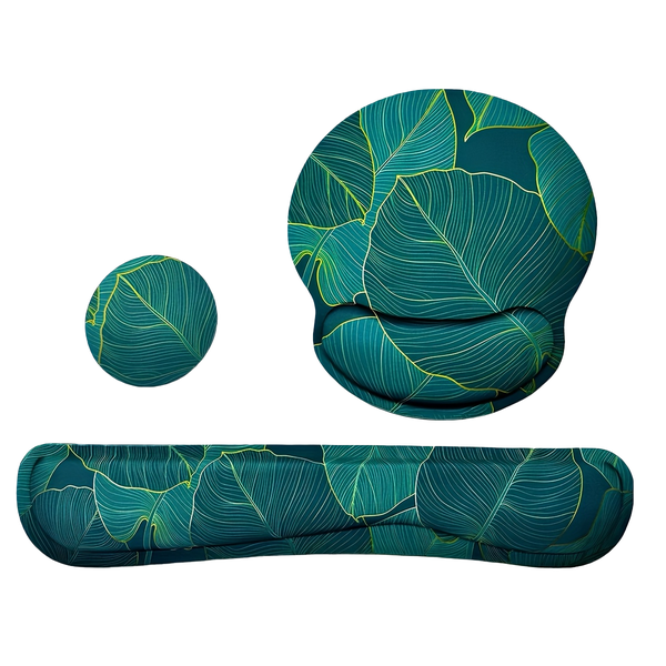 3 Pieces Ergonomic Mouse Pad And Keyboard Wrist Support - Green