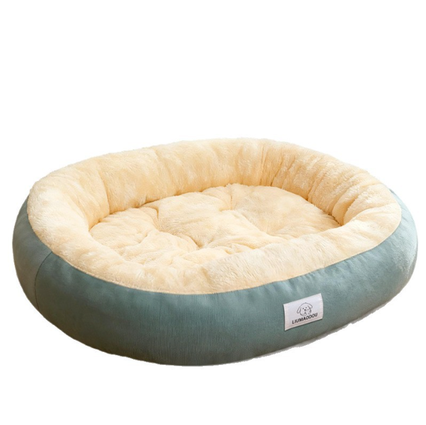 Plush Round Pet Bed - Two-Tone, Compatible with Small to Medium Dogs/Cats