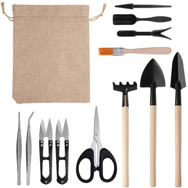 13-Pieces Mini Garden Planting Tool Set -Perfect for Succulents &amp; Bonsai