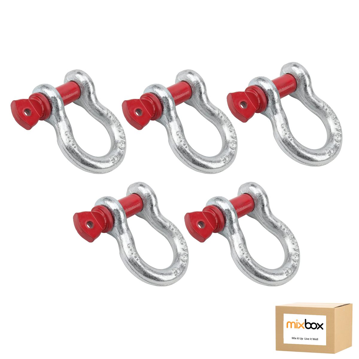 Mix Box 5 PCs Heavy Duty 4×4 Bow Shackles-3.25T