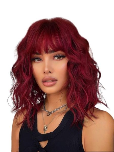 Red Short Curly Wavy Wig