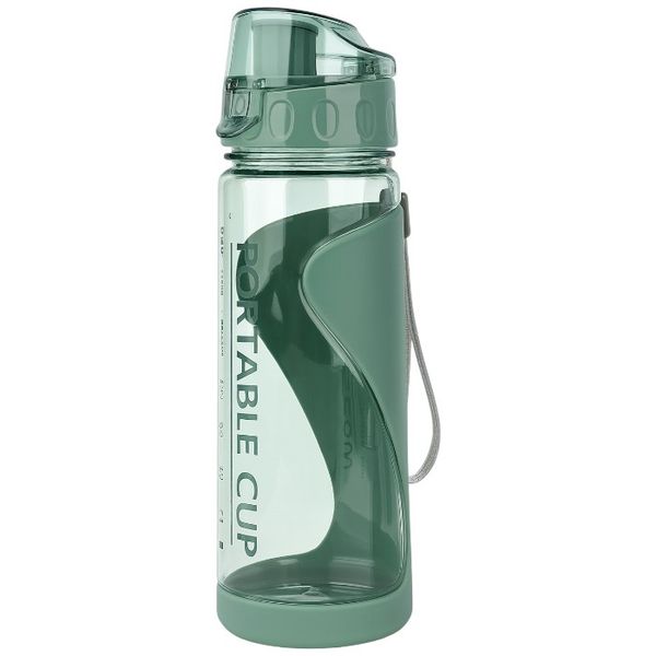 Sports Water Bottle With Flip Lid and Wrist Strap - Green - 1L