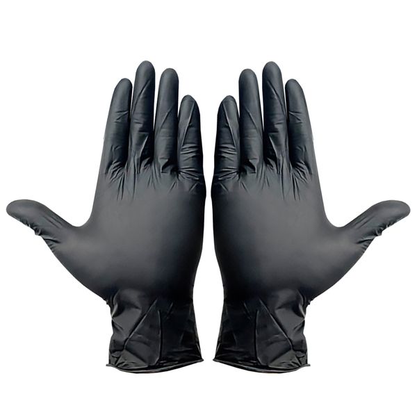 100pcs braai gloves Gloves Nitrile Powder Free Vinyl Exam Gloves Black -L