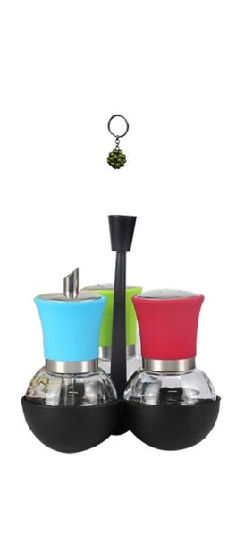 4 Piece Glass Shakers With Stand And Beaded Keyholder