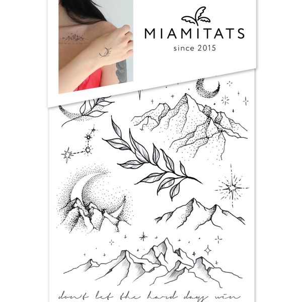 Set of Temporary Tattoos MOUNTAINS (10 tattoos)