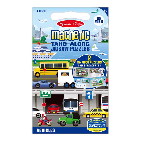 Melissa &amp; Doug Take Along Magnetic Jigsaw Puzzles Toy - Vehicles