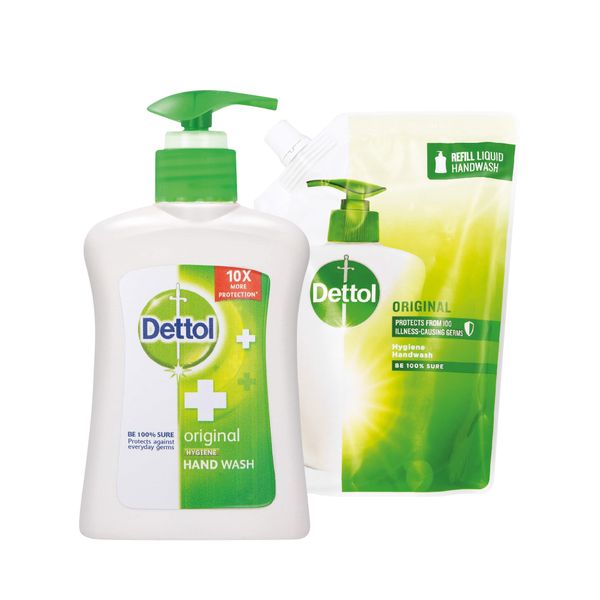 Dettol Liquid Hand Wash Pump 200ml &amp; Dettol Refill 500ml Original Bundle
